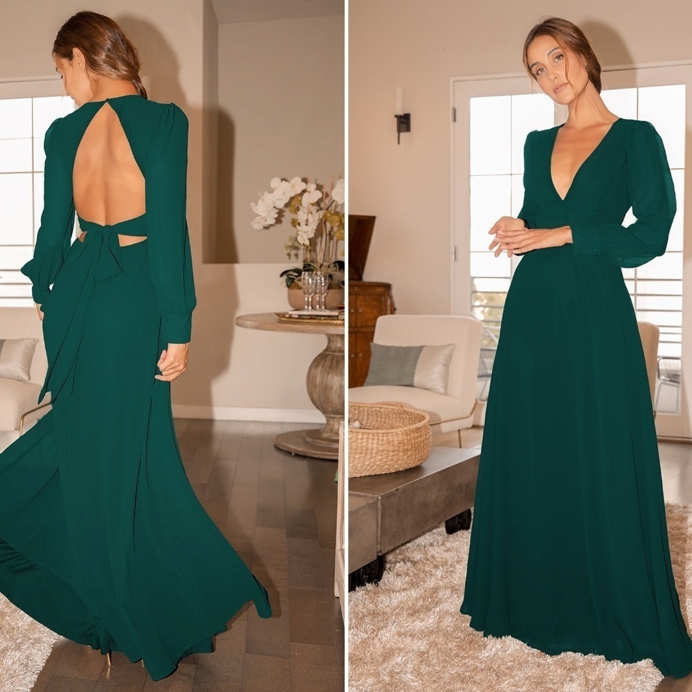 LULU's Elegant Sexy Sophisticated Long Sleeve Romantic Flowy Bridesmaid Maxi